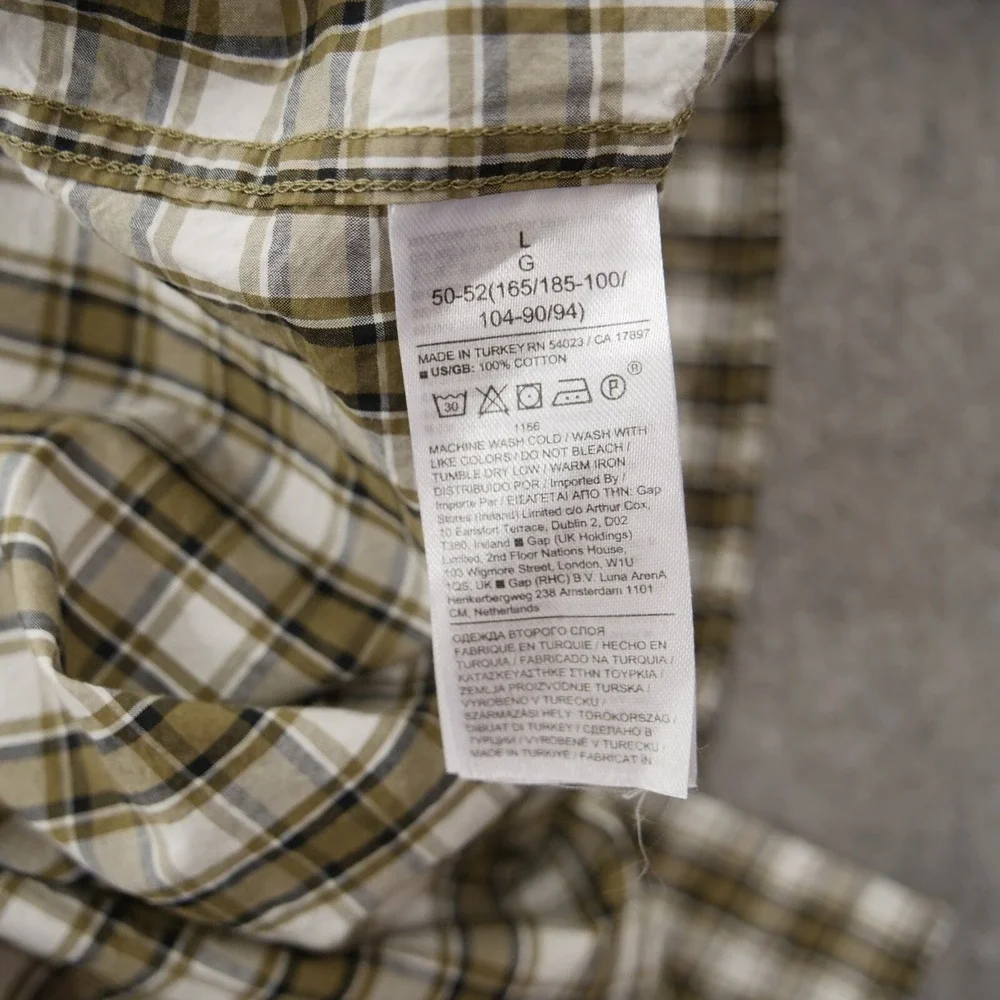 Banana Republic Shirt Mens Large Brown Button Up Untucked Plaid Long Sleeve